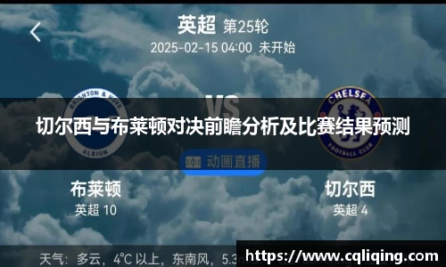 切尔西与布莱顿对决前瞻分析及比赛结果预测